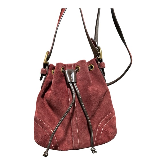 Vintage Coach Burgundy Suede Bag Good Used Condition - Picture 7 of 7